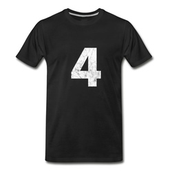 Men's 4 distressed,4, Four, Number Four, Number 4 T-Shirt - Black