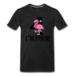 Men's 4th Birthday Girls Flamingo T-Shirt - Black