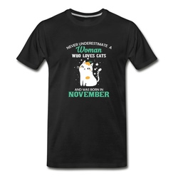 Men's A Women Who Loves Cats And Was Born In November T T-Shirt - Black