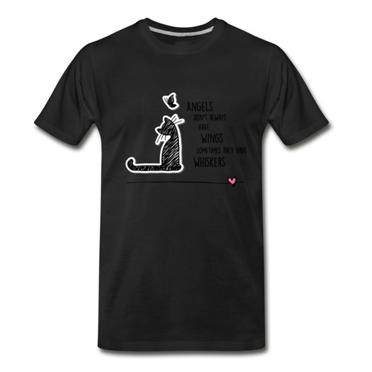 Men's Cat Angel T-Shirt - Black