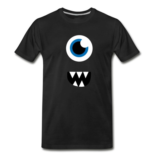 Men's Cute Eye Monster Face Funny T-Shirt - Black