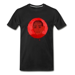 Men's Head in Red T-Shirt - Black