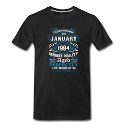 Men's Legends January 1984 Life Begin At 34 T-Shirt - Black