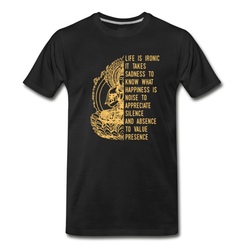 Men's Life Is Ironic Buddha Quote T-Shirt - Black