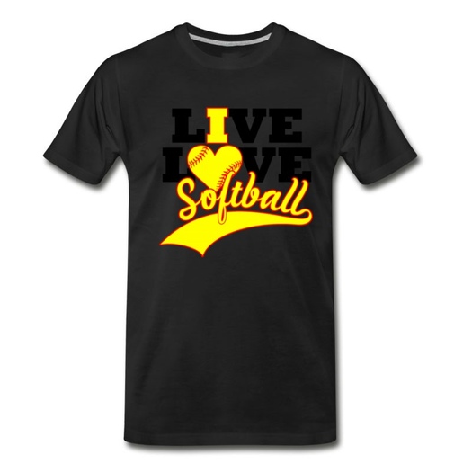Men's Live Love Softball T-Shirt - Black