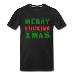 Men's Merry Fucking XMAS! Christmas colour T-Shirt - Black