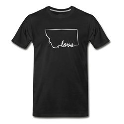 Men's Montana Love State Outline T-Shirt - Black