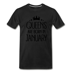 Men's Queens Are Born In January T-Shirt - Black