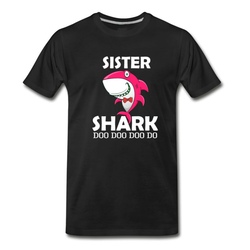 Men's Sister Grandma Shark Grandma Grandpa Hallo T-Shirt - Black
