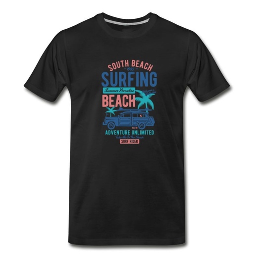 Men's South Beach - Surfing - Camping Shirt T-Shirt - Black