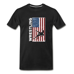 Men's Usa Flag Wrestling T-Shirt - Black